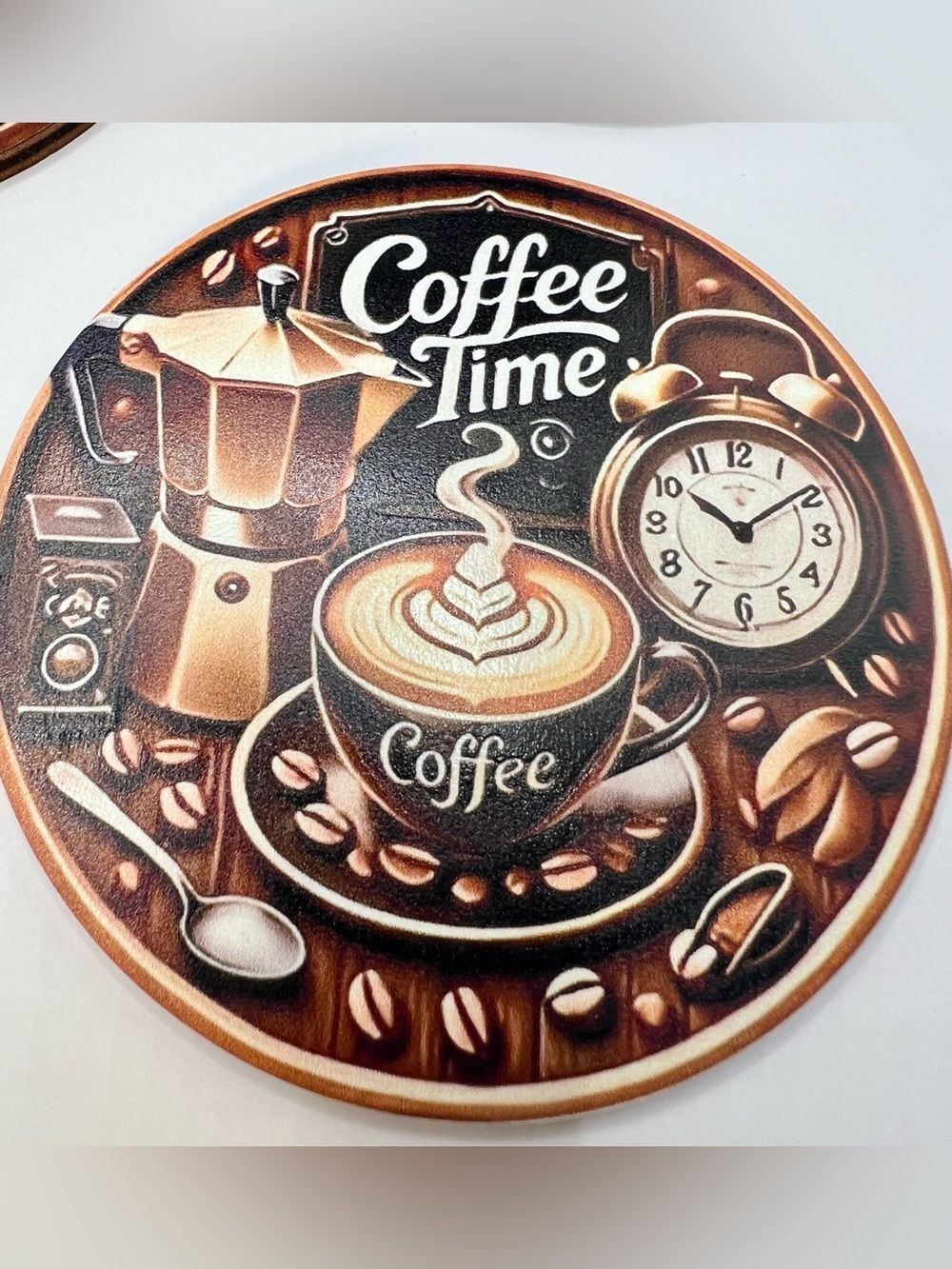 5 Pc. Set of VintageCoffee Shop Theme. Non-Slip Coasters - Picture 6 of 7
